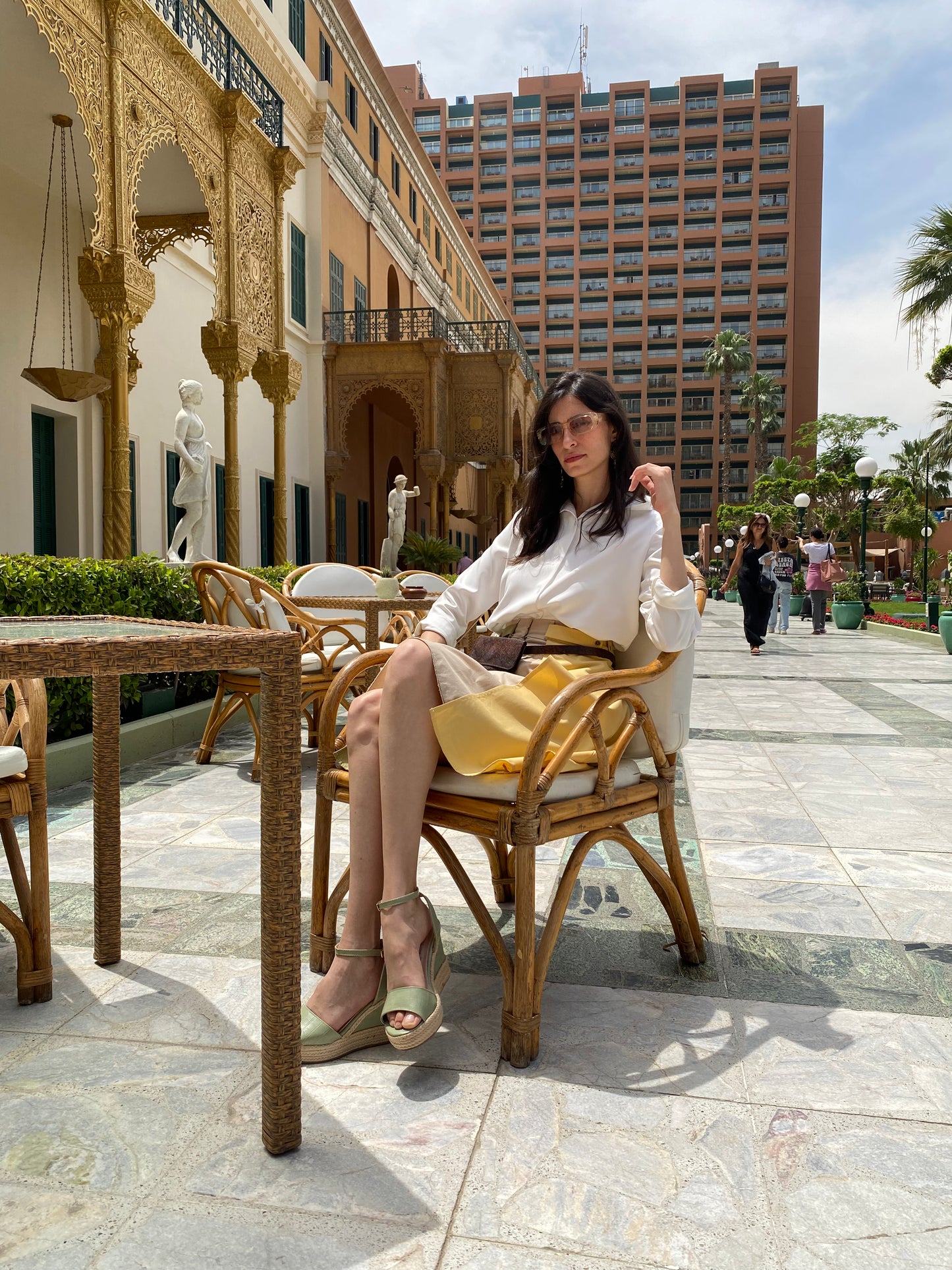 Olive-Butter Paneled Skirt