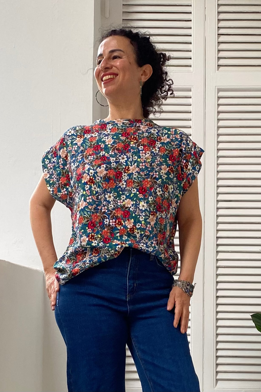 Floral Garden Blouse - Blue
