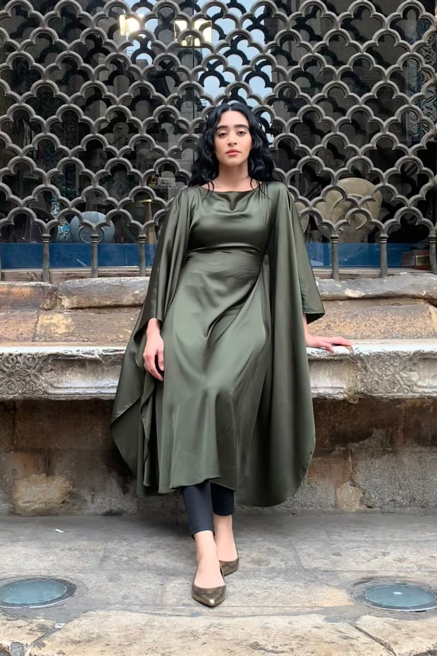 Deep Olive Kaftan Dress