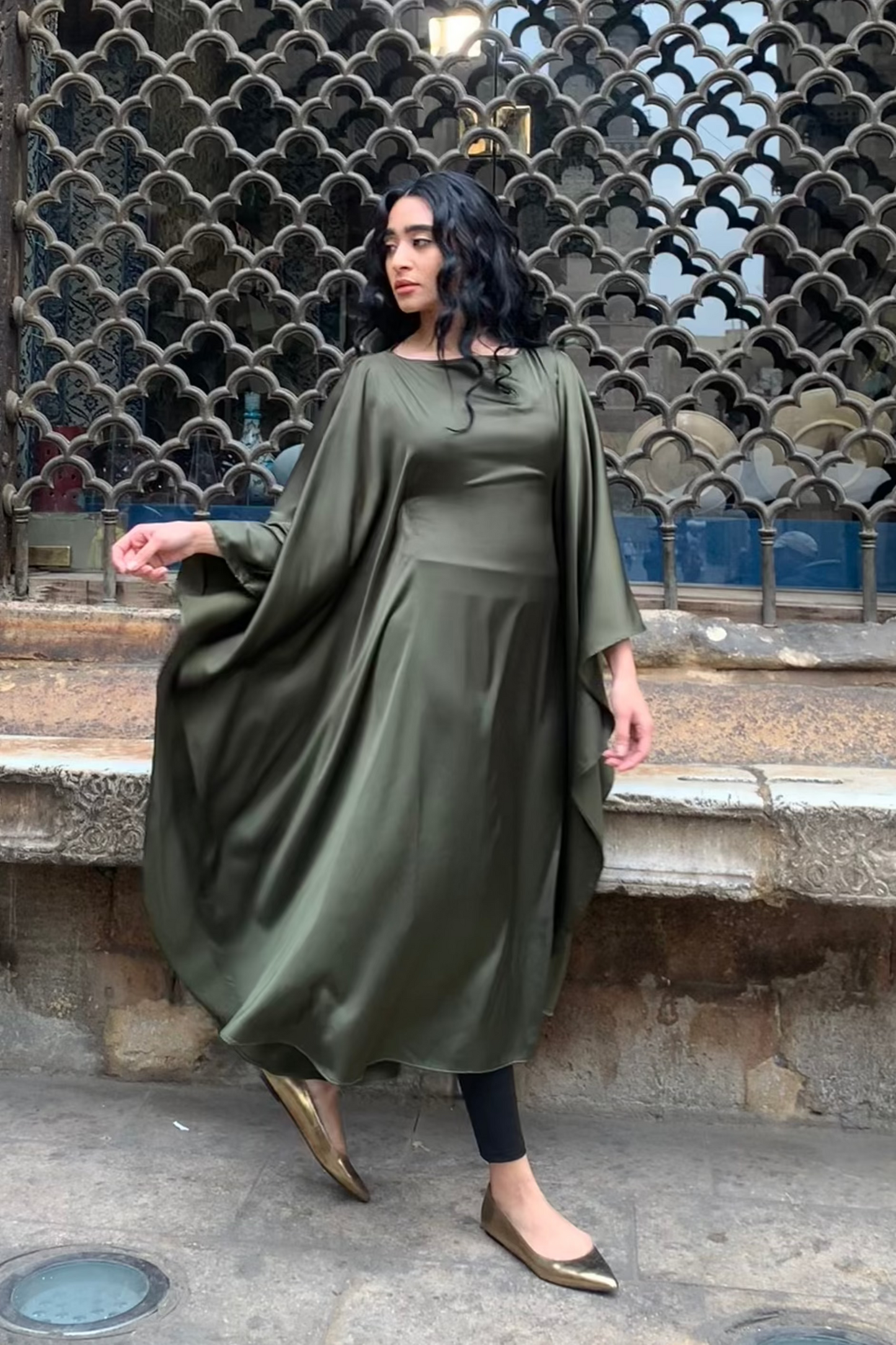 Deep Olive Kaftan Dress