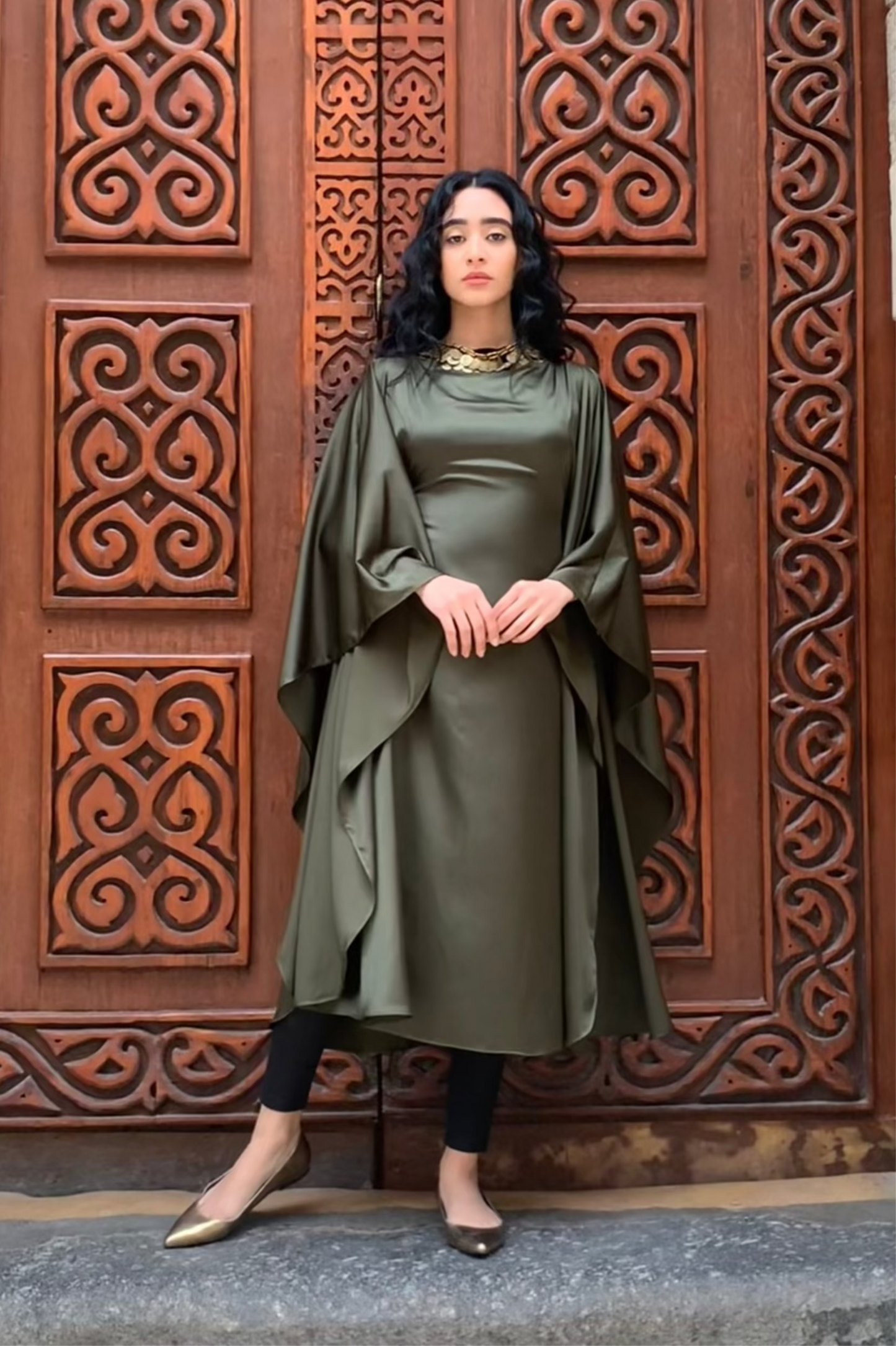 Deep Olive Kaftan Dress