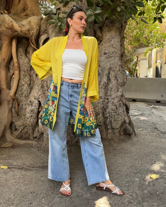 Sunflower Short Chiffon Kimono
