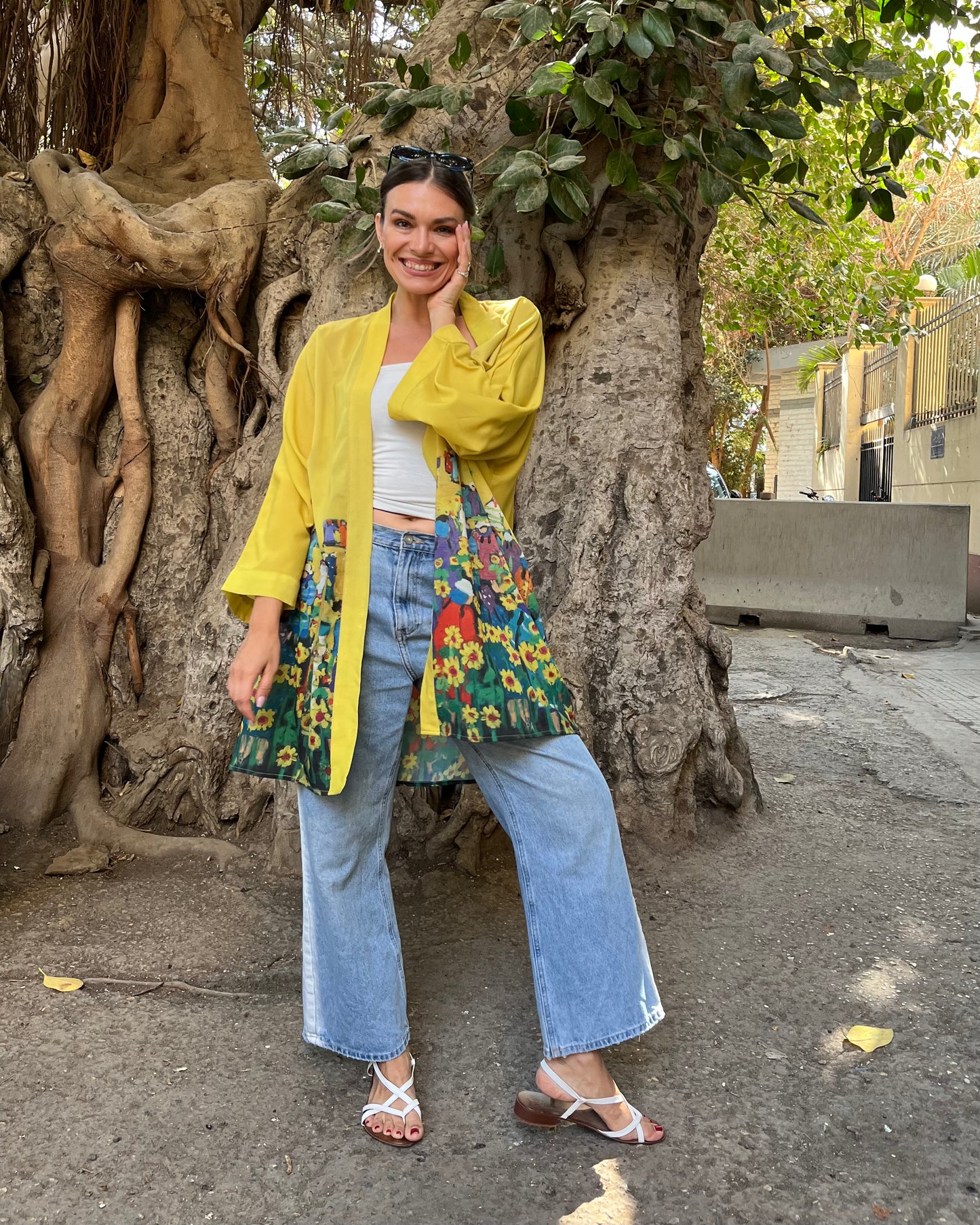 Sunflower Short Chiffon Kimono