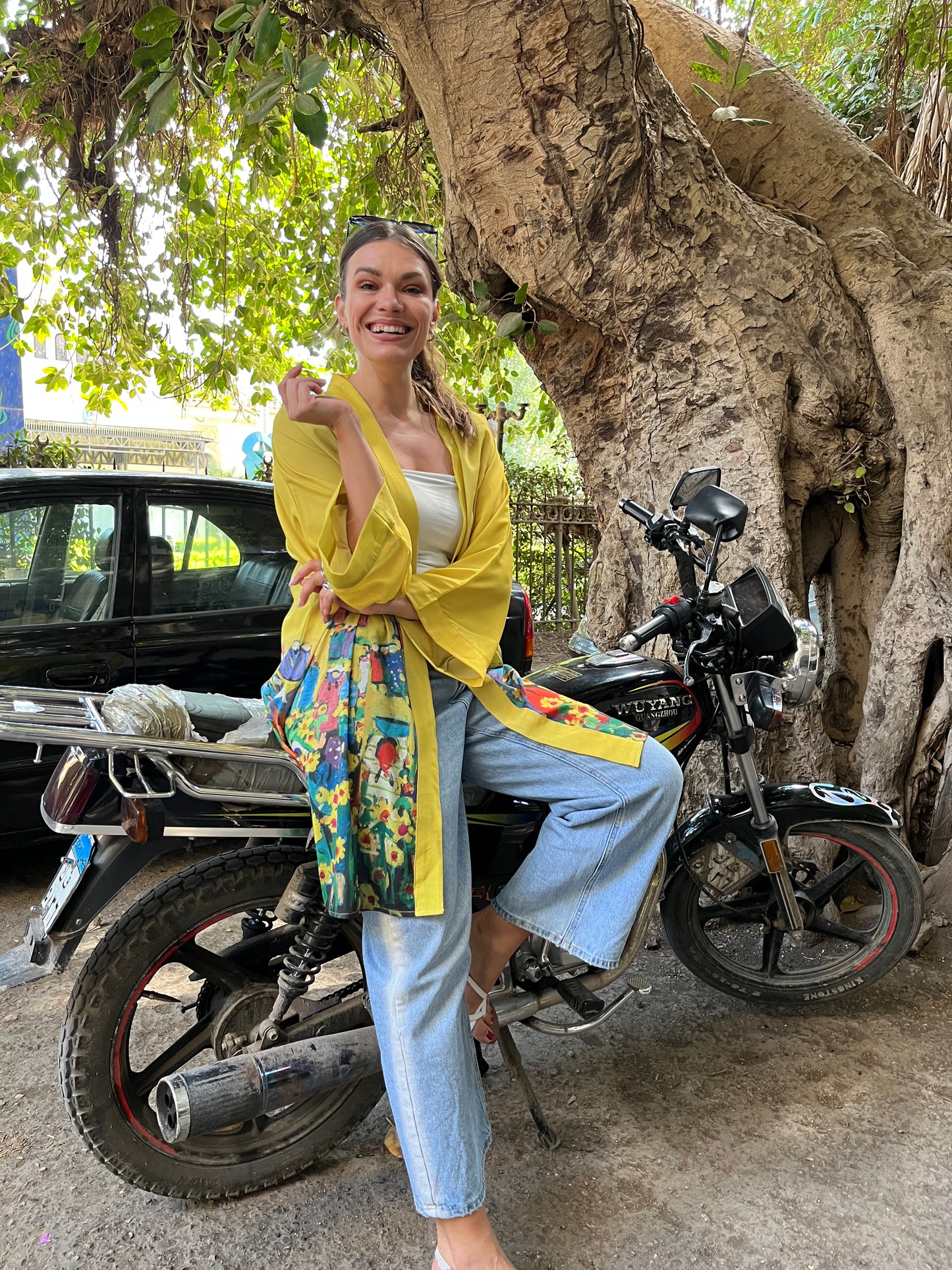 Sunflower Short Chiffon Kimono