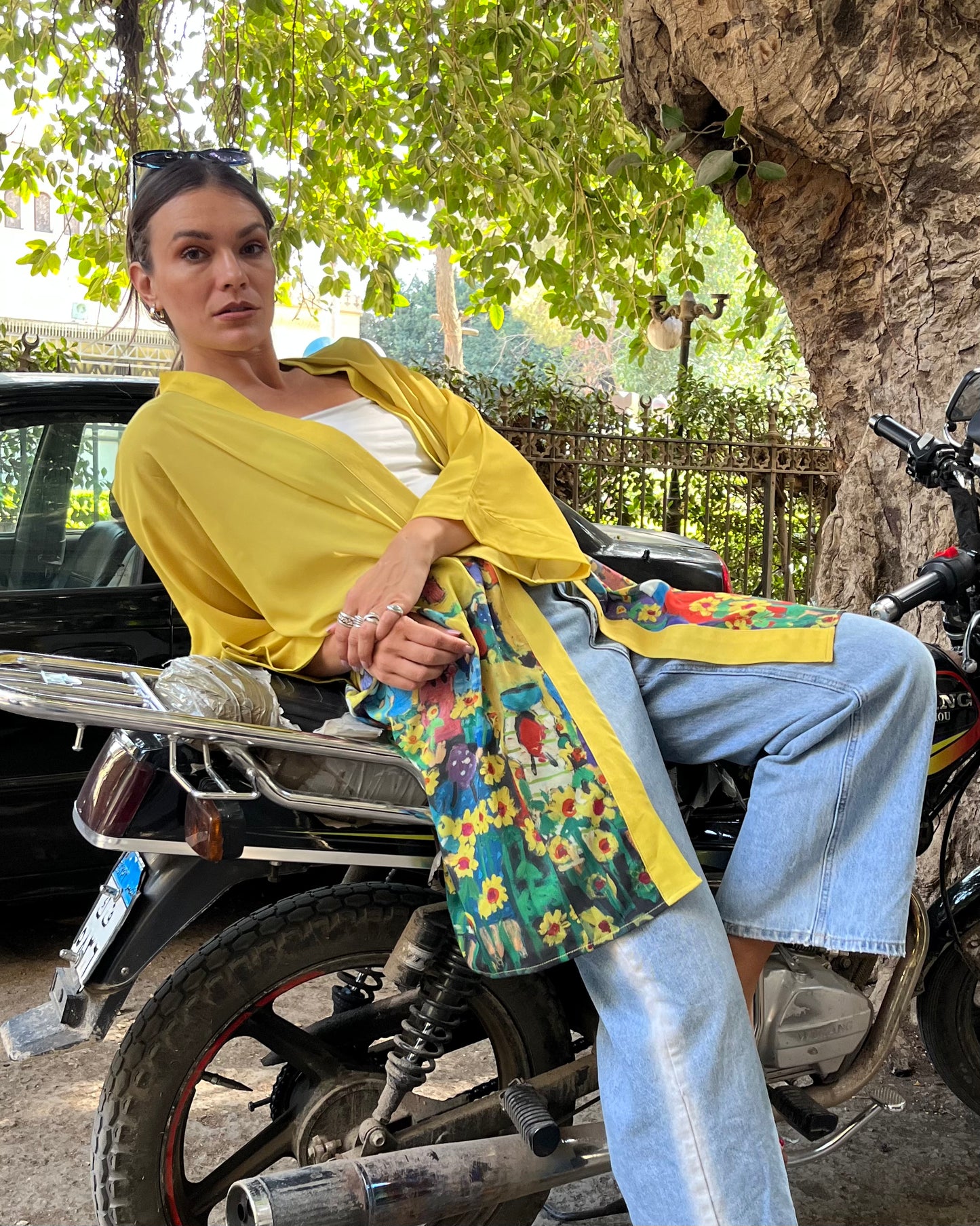 Sunflower Short Chiffon Kimono