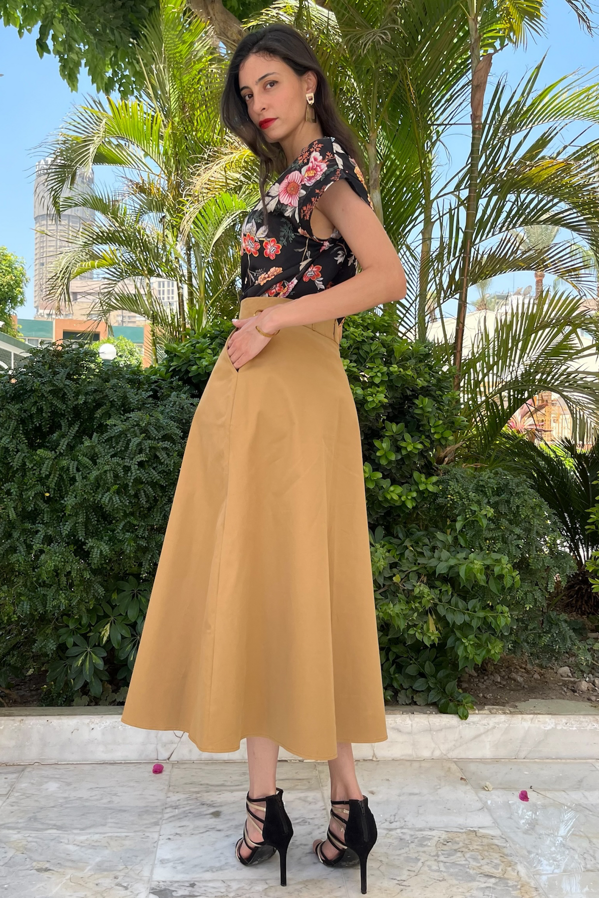 Flared Midi-Skirt