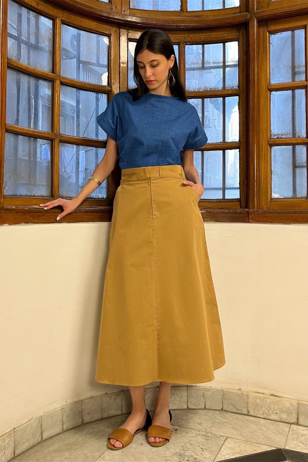 Flared Midi-Skirt