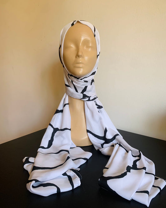 Black and White Satin Scarf