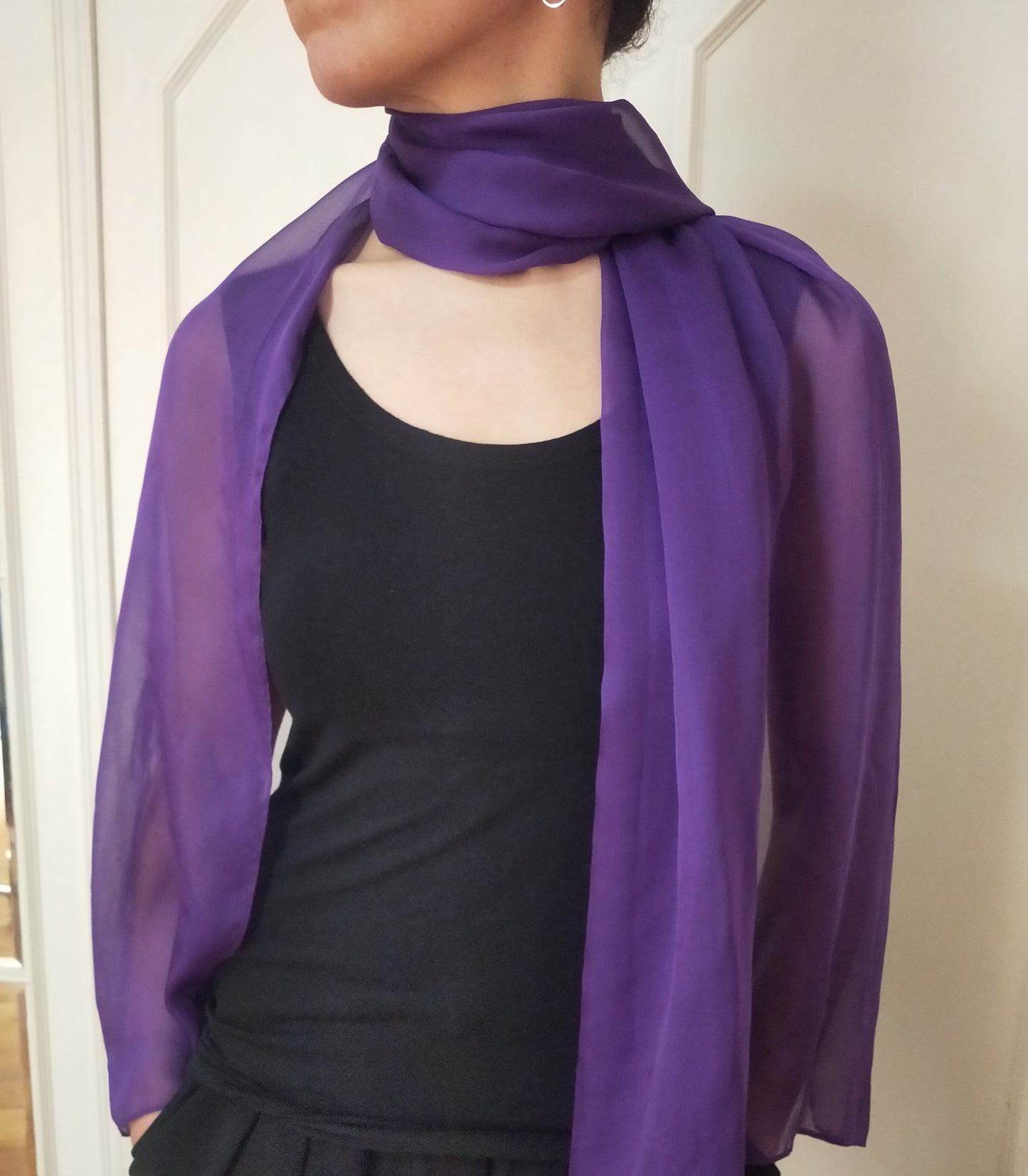 Purple Silk Chiffon Scarf