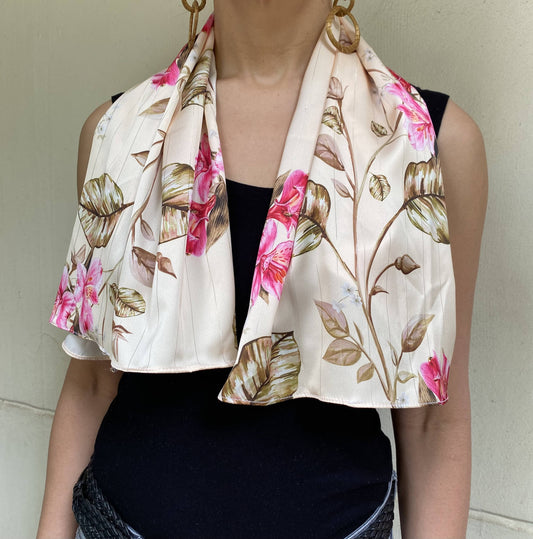 Beige-Rose Satin Scarf