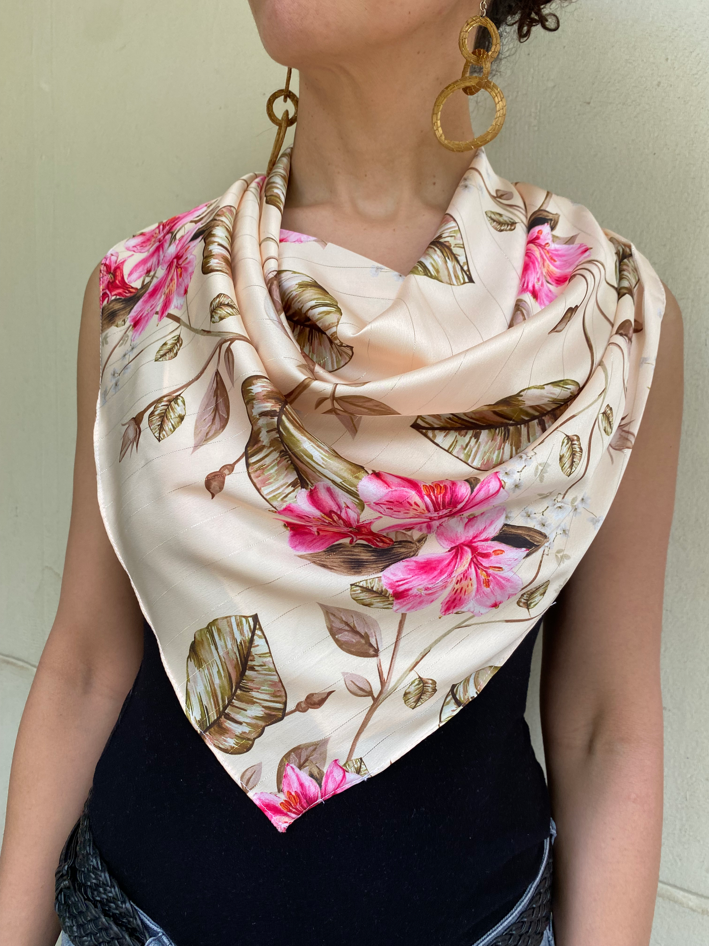 Beige-Rose Satin Scarf