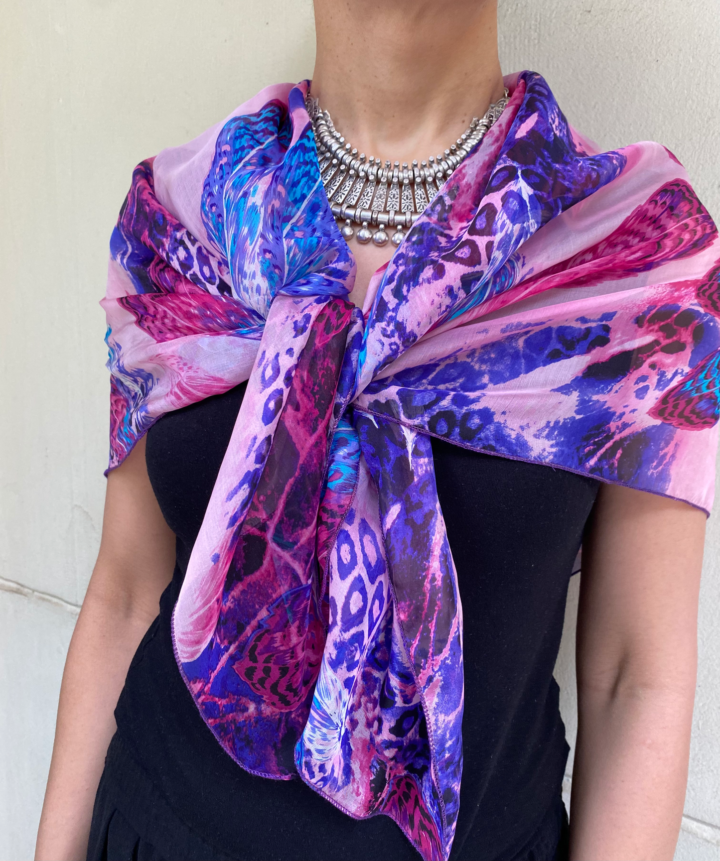 Butterfly Silk Chiffon Scarf