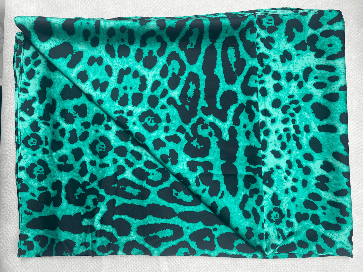 Green Leopard Satin Scarf