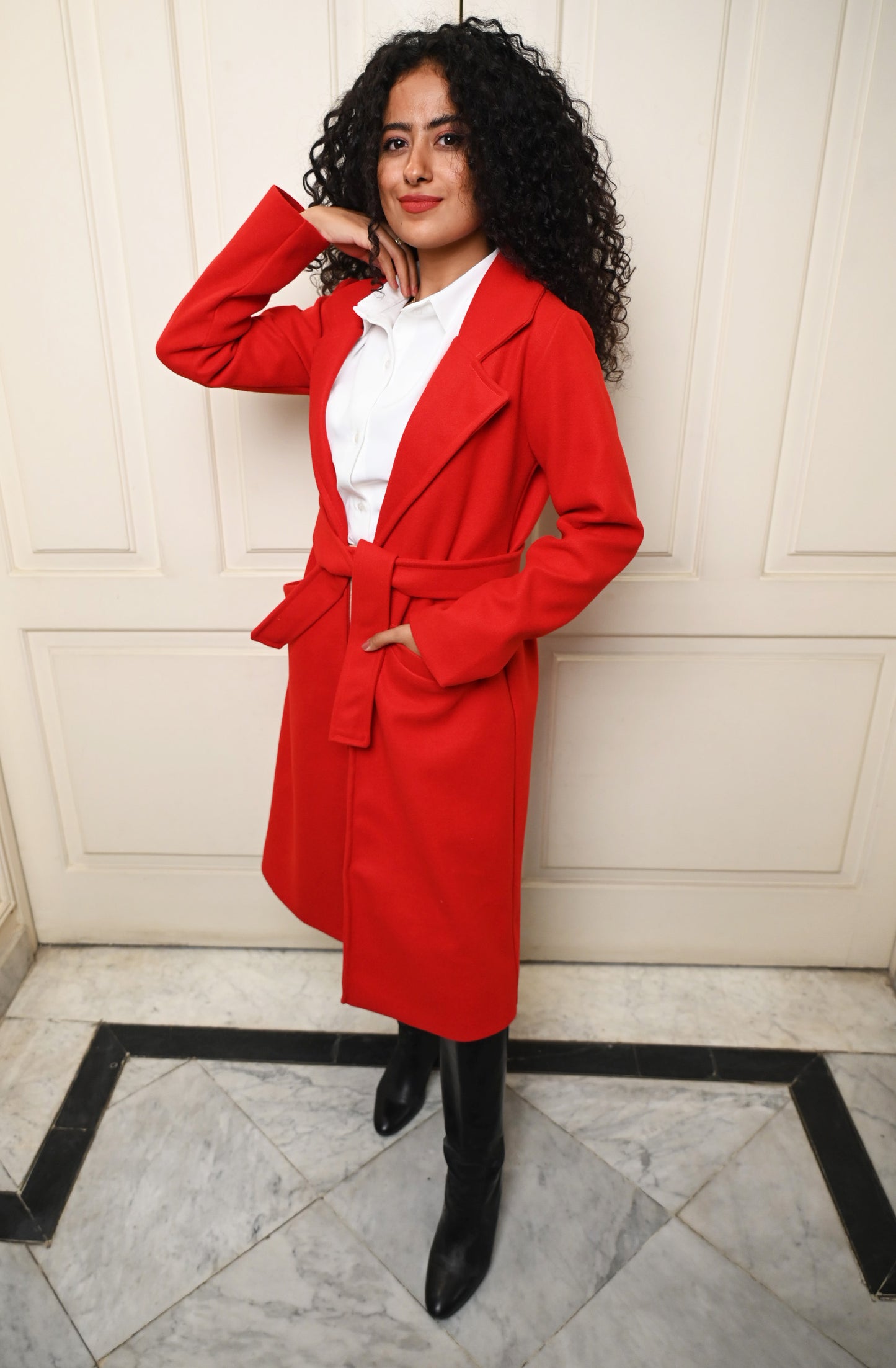 The Minimalist Coat in Scarlet Red