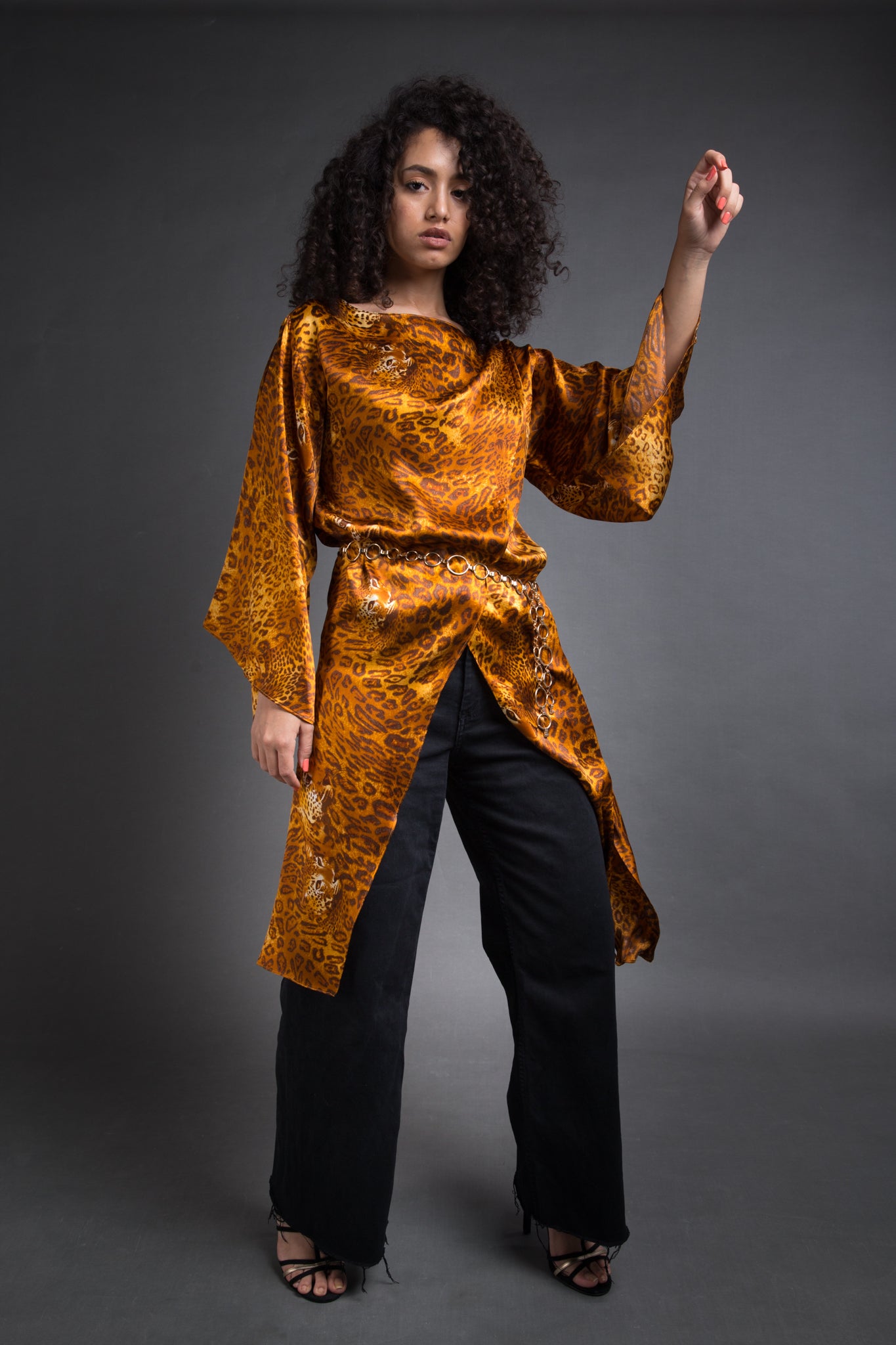 Natural Silk Leopard Kaftan