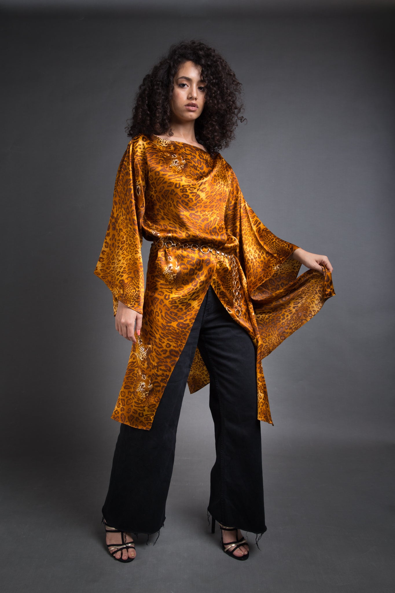 Natural Silk Leopard Kaftan