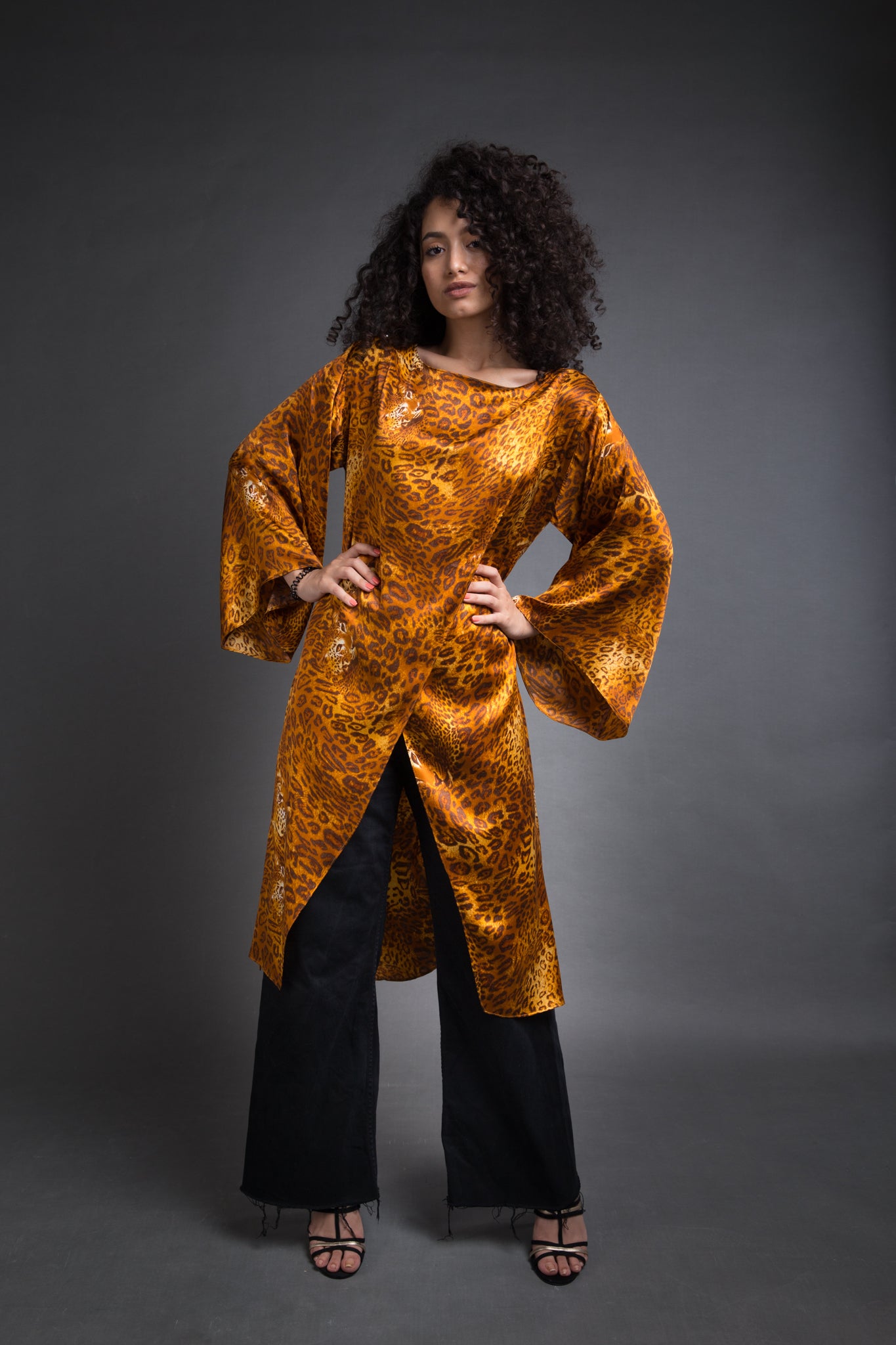 Natural Silk Leopard Kaftan